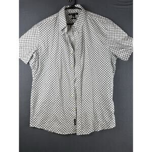 Michael Kors Men’s Classic Logo White Black Short Sleeve Button Up Shirt Sz. L